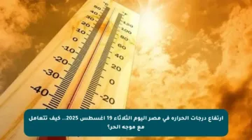 ارتفاع درجات الحرارة في مصر اليوم الثلاثاء 19 أغسطس 2025.. كيف تتعامل مع موجة الحر؟